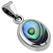 Abalone Oval Silver Pendant, p625